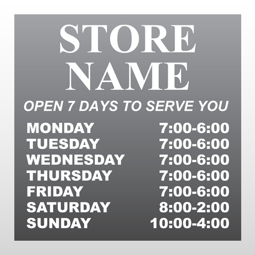 Hours 289 Window Lettering