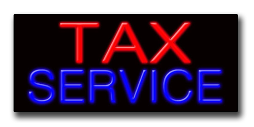 TAX SERVICE 13"H x 32"W Neon Sign