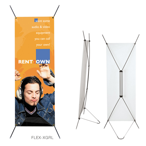 FLEX-X Kit- Stand & Gloss Poly Banner 23.5"W x 62.7"H