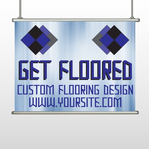 Blue Checker 249 Hanging Banner