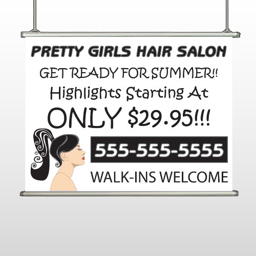 Pretty Girl Hair 290 Hanging Banner