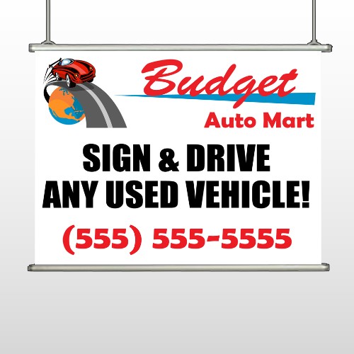 Budget Auto Mart 116 Hanging Banner