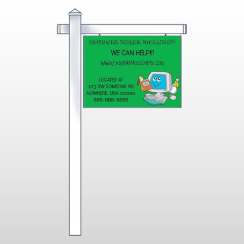 Cartoon Computer 431 18"H x 24"W Swing Arm Sign