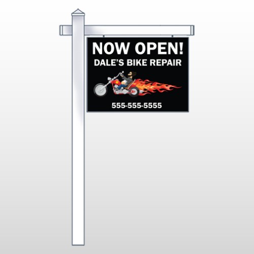 Harley Flames 323 18"H x 24"W Swing Arm Sign