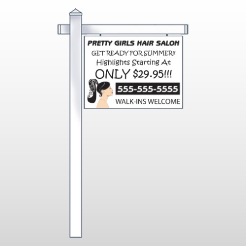 Pretty Girl Hair 290 18"H x 24"W Swing Arm Sign