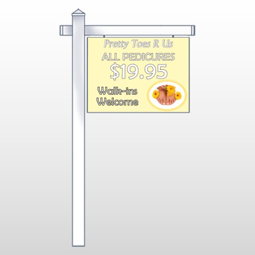 Yellow Pedicure 294 18"H x 24"W Swing Arm Sign