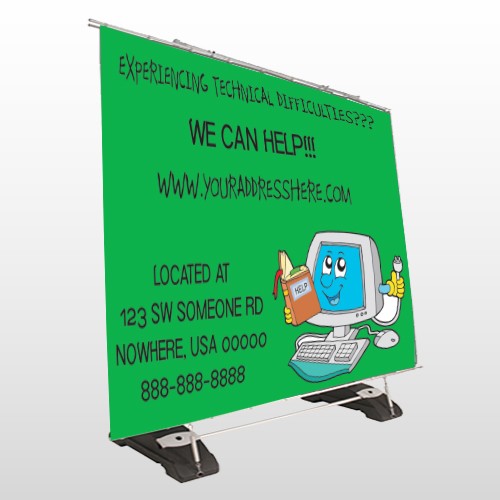 Cartoon Computer 431 Exterior Pocket Banner Stand