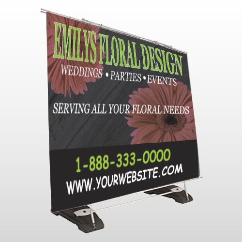 Black And Floral 496 Exterior Pocket Banner Stand