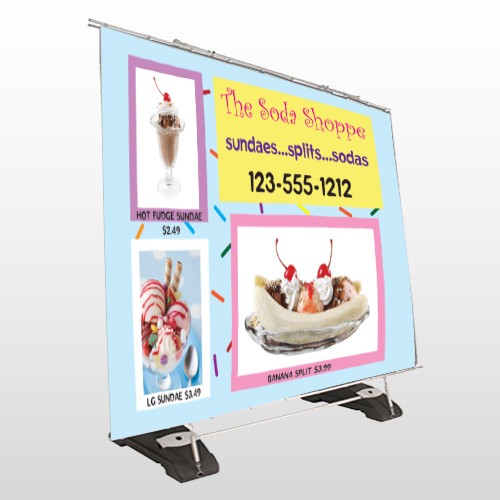 Ice Cream 374 Exterior Pocket Banner Stand