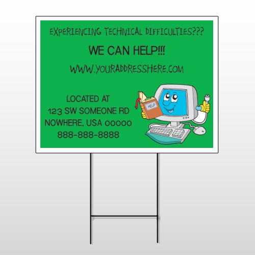 Cartoon Computer 431 Wire Frame Sign