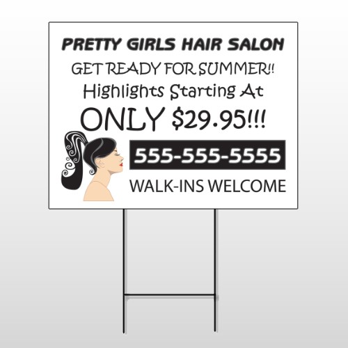 Pretty Girl Hair 290 Wire Frame Sign