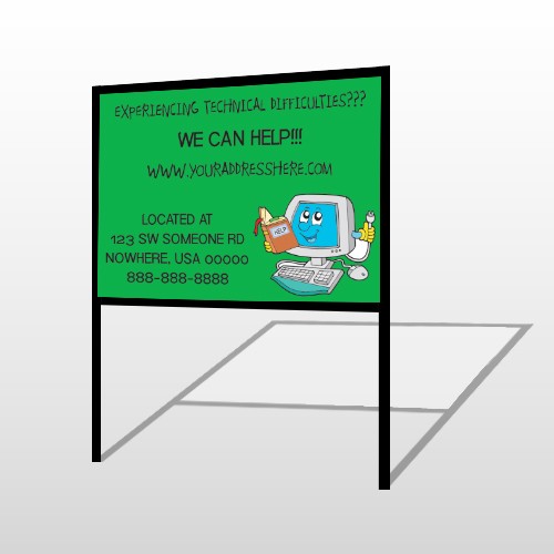 Cartoon Computer 431 H Frame Sign