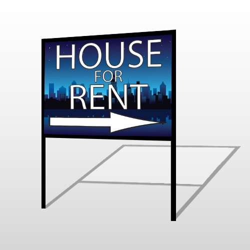 House Rent Night City 711 H-Frame Sign