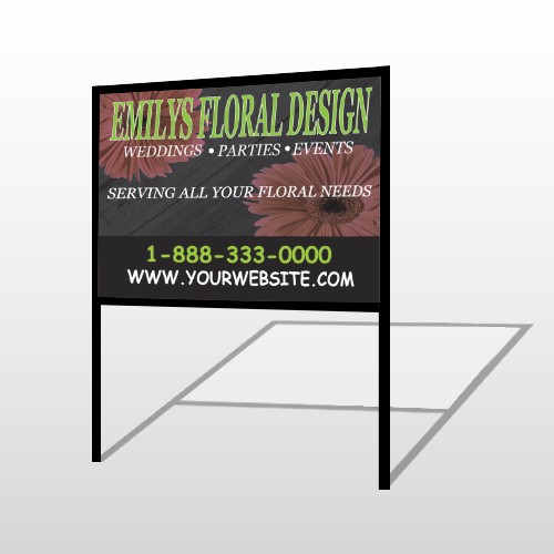 Black And Floral 496 H Frame Sign