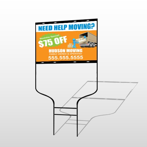 Blue Moving 294 Round Rod Sign