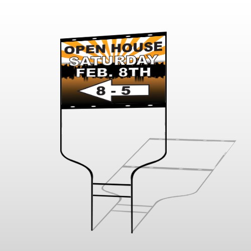 Open Left Arrow 714 Round Rod Sign