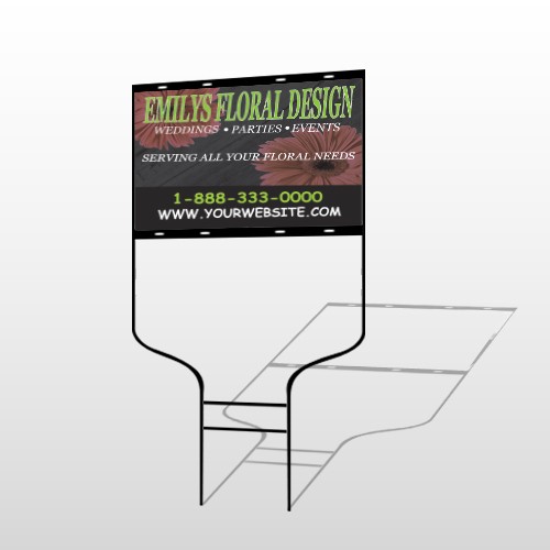 Black And Floral 496 Round Rod Sign