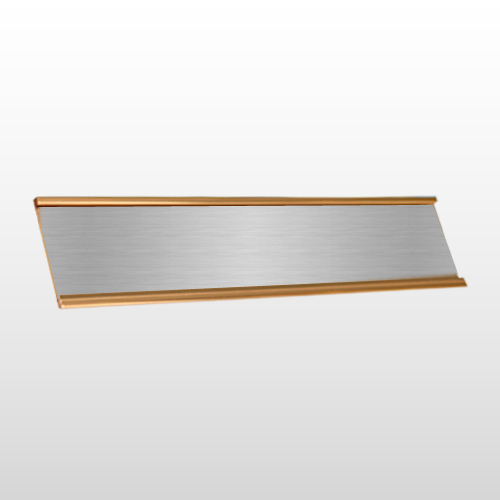 Name Plate Brushed Stainless Steel/Black with Rose Gold Desk Holder 2"H x 10"W