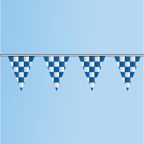 Pennant Blue, White, Checkered 100' String