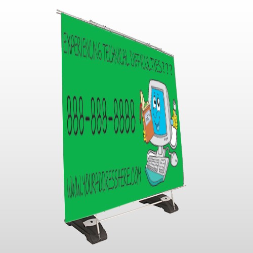 Cartoon Computer 431 Exterior Pocket Banner Stand