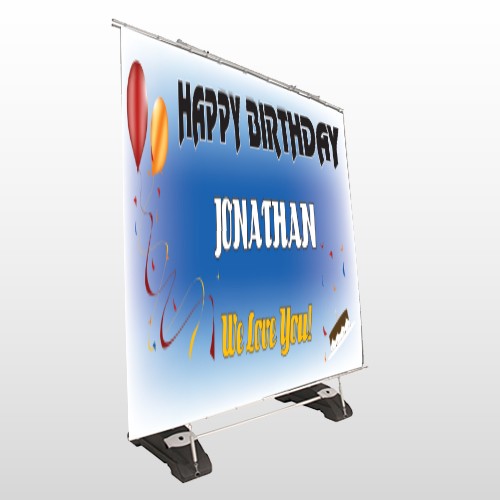 Red Orange Birthday 186 Exterior Pocket Banner Stand
