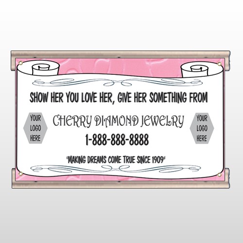 Scroll Pink Heart 397 Track SignTemplate