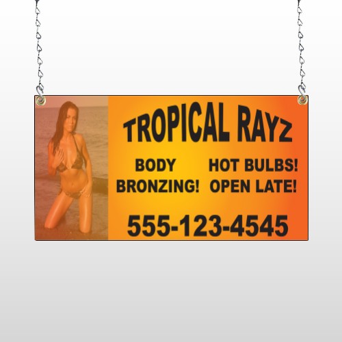 Tropical Rayz Tan 490 Window Sign