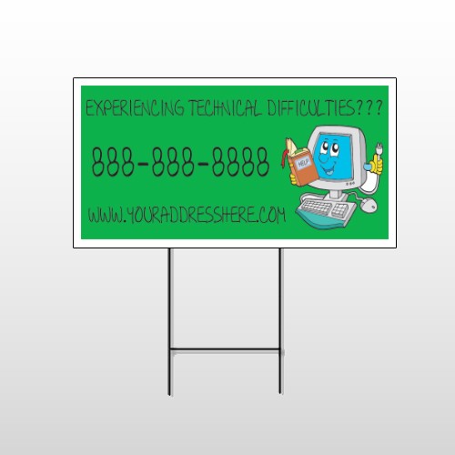 Cartoon Computer 431 Wire Frame Sign