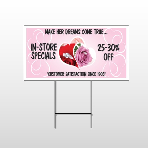 Pink Rose Hide Ring 400 Wire Frame Sign