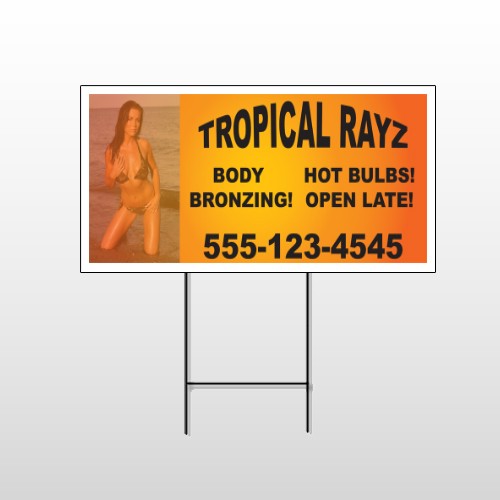 Tropical Rayz Tan 490 Wire Frame Sign