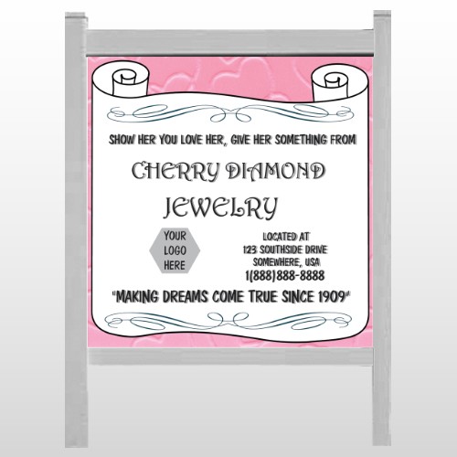 Scroll Pink Heart 397 48"H x 48"W Site Sign