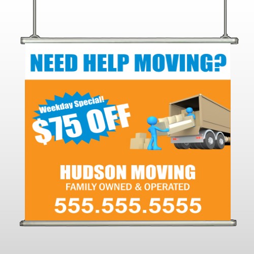 Blue Moving 294 Hanging Banner