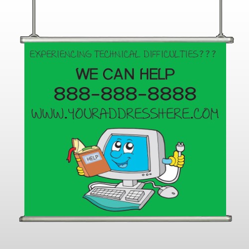 Cartoon Computer 431 Hanging Banner