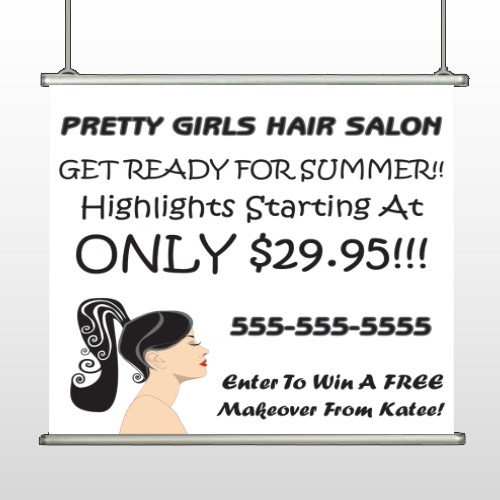 Pretty Girl Hair 290 Hanging Banner
