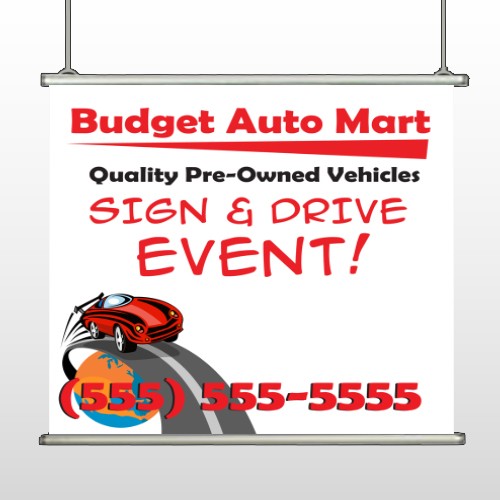 Budget Auto Mart 116 Hanging Banner