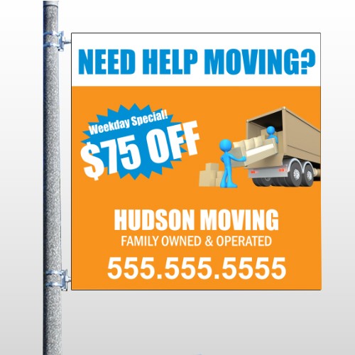 Blue Moving 294 Pole Banner