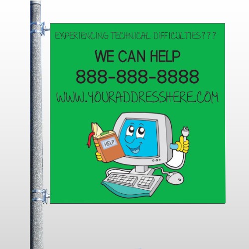 Cartoon Computer 431 Pole Banner