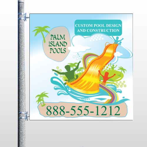 Palm Island Pool 534 Pole Banner