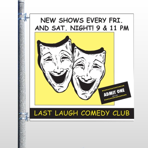 Comedy Mask 516 Pole Banner
