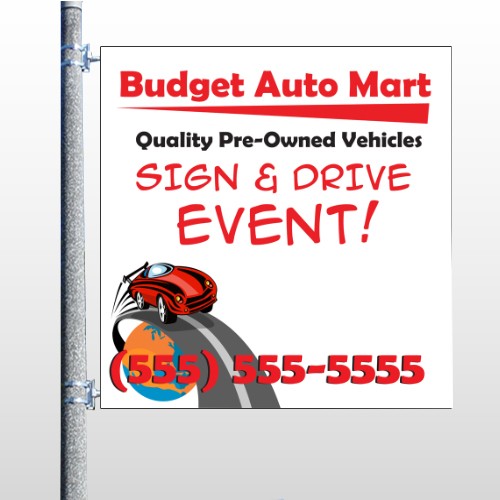 Budget Auto Mart 116 Pole Banner