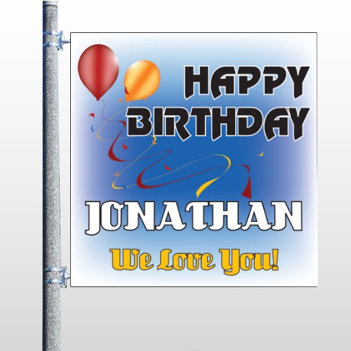 Red Orange Birthday 186 Pole Banner