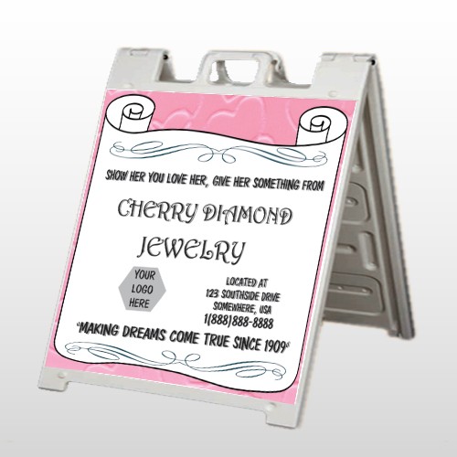 Scroll Pink Heart 397 A Frame Sign