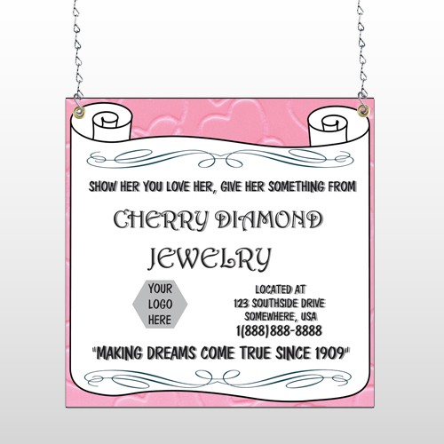 Scroll Pink Heart 397  Window Sign