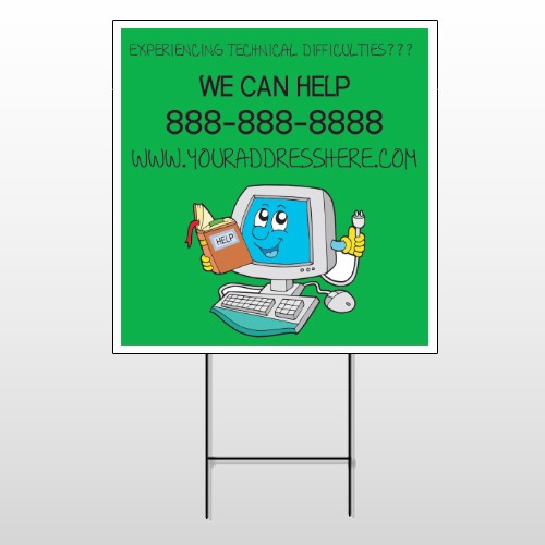 Cartoon Computer 431 Wire Frame Sign