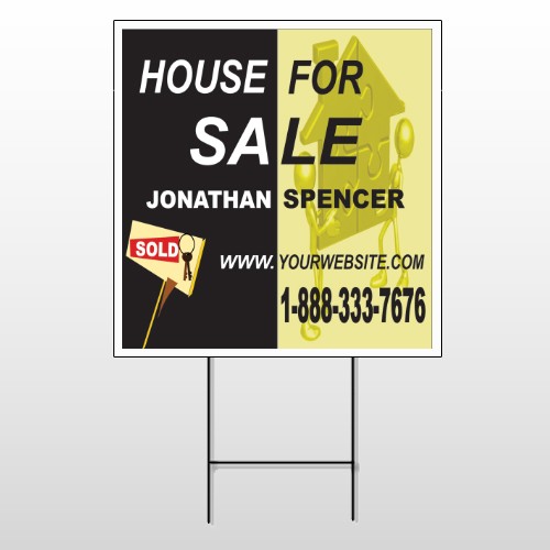 Gold Puzzle House 864 Wire Frame Sign