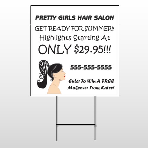 Pretty Girl Hair 290 Wire Frame Sign