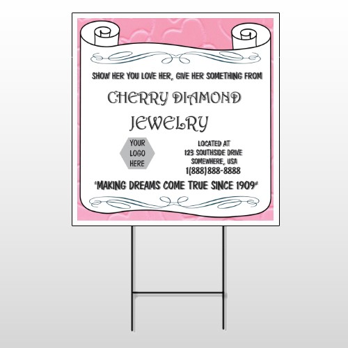 Scroll Pink Heart 397 Wire Frame Sign