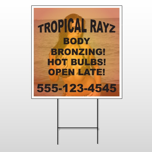 Tropical Rayz Tan 490 Wire Frame Sign