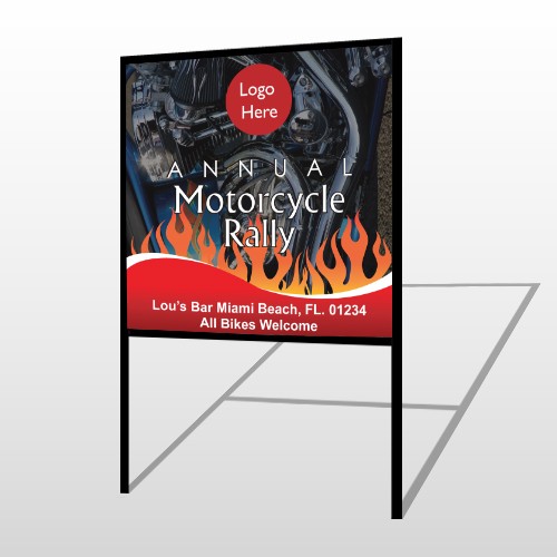 Motorcycle Flame 107 H-Frame Sign