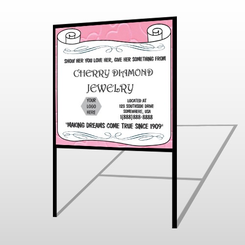 Scroll Pink Heart 397 H Frame Sign